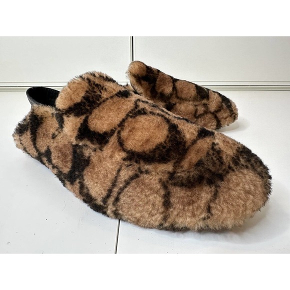 Coach Holly Signature Shearling Loafers Slipper Saddle Size 8 MSRP $275.00 - Picture 3 of 9